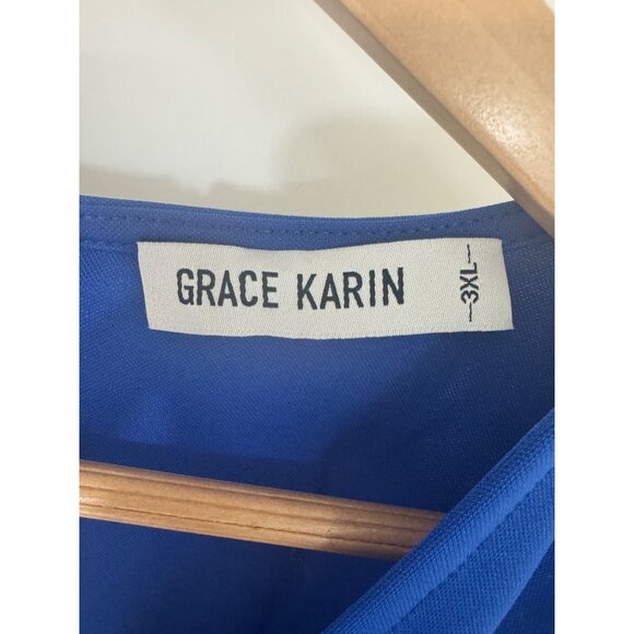 Blue Colorblock Bodycon Pencil Dress w/Tie Size 3XL 22 24 Plus Office Classy - Picture 6 of 7